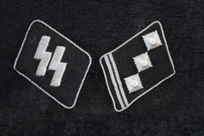 Waffen-SS ‘Obersturmführer’ officer collar tab set RZM