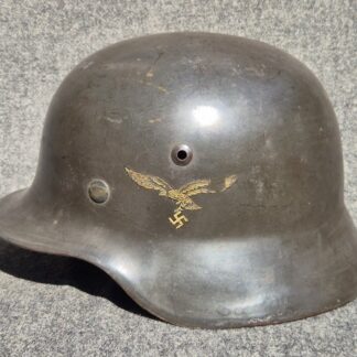 German WW2 Luftwaffe DD M35 NS60 Combat Helmet "Fliegerhorstkommandantur Lechfeld"